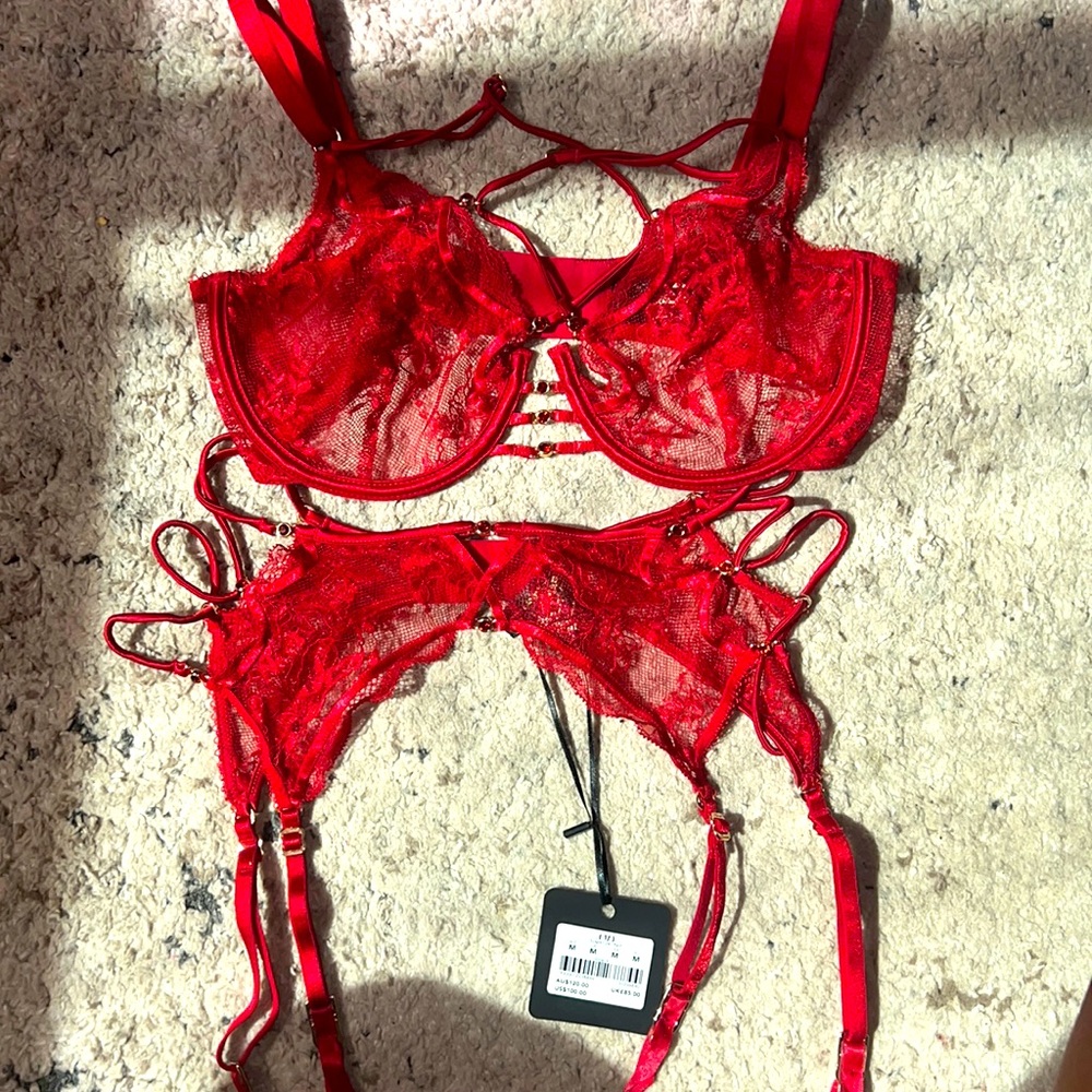 Honey Birdette “Amy “ Bra and garter belt